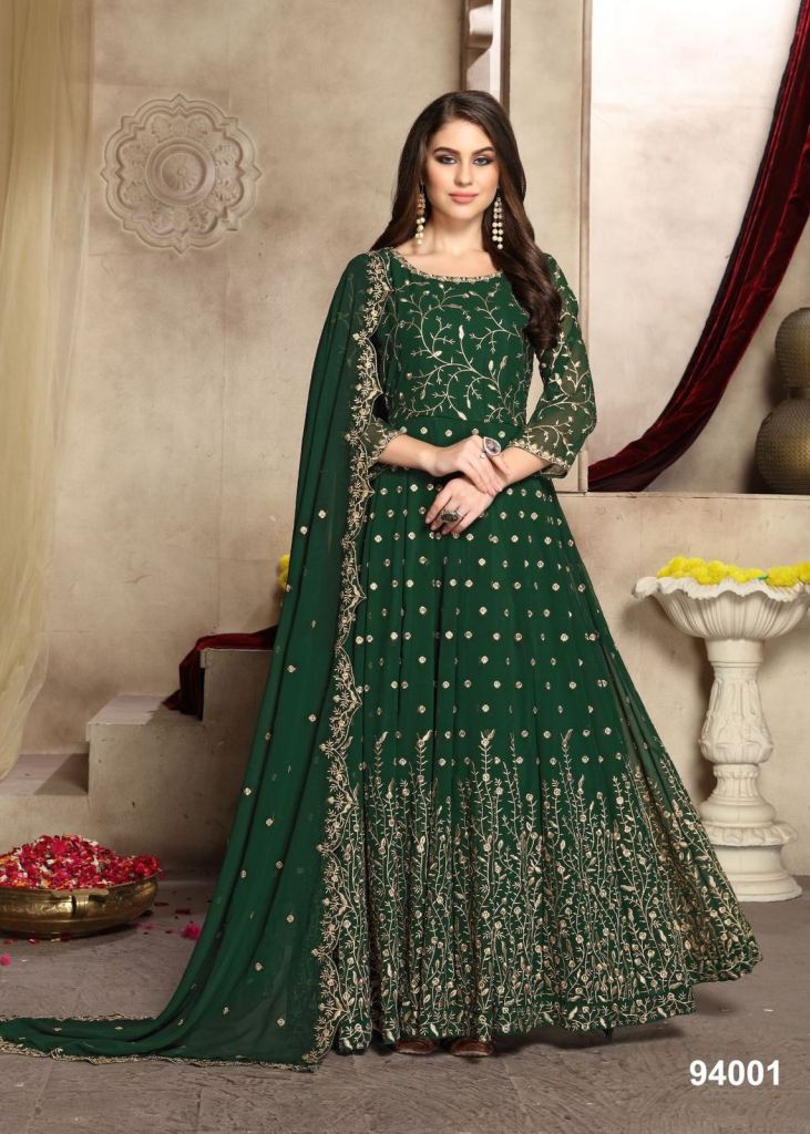 Buy Dark Green Designer Real Georgette Anarkali Suit | Anarkali Suits