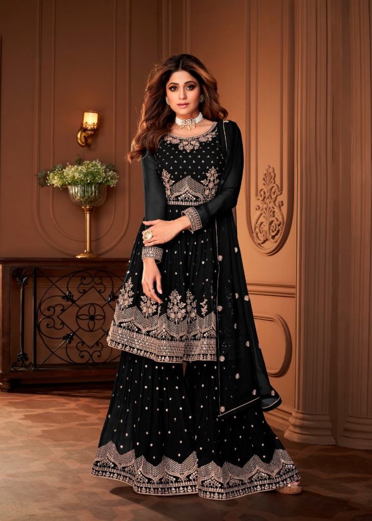 Buy Black Sequins Work Sharara Suits Online for Women in USA