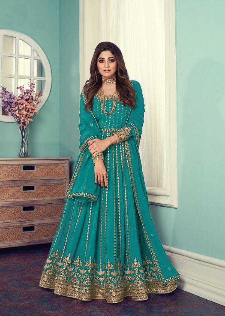 Buy Shilpa Shetty Fancy Work Work Floor Length Anarkali Suit | Anarkali  Suits