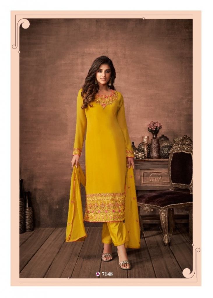 Buy Yellow Georgette Embroidered Party Wear Gown With Dupatta Online
