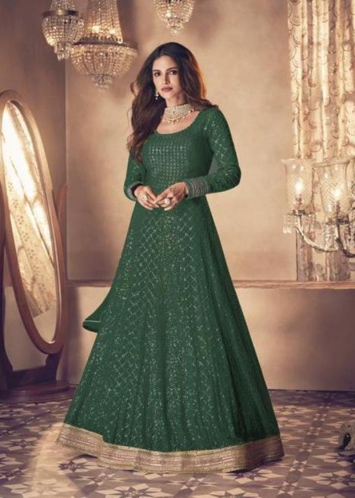 Mehendi Green Naira Cut Suit Online at Best Price - Rutbaa