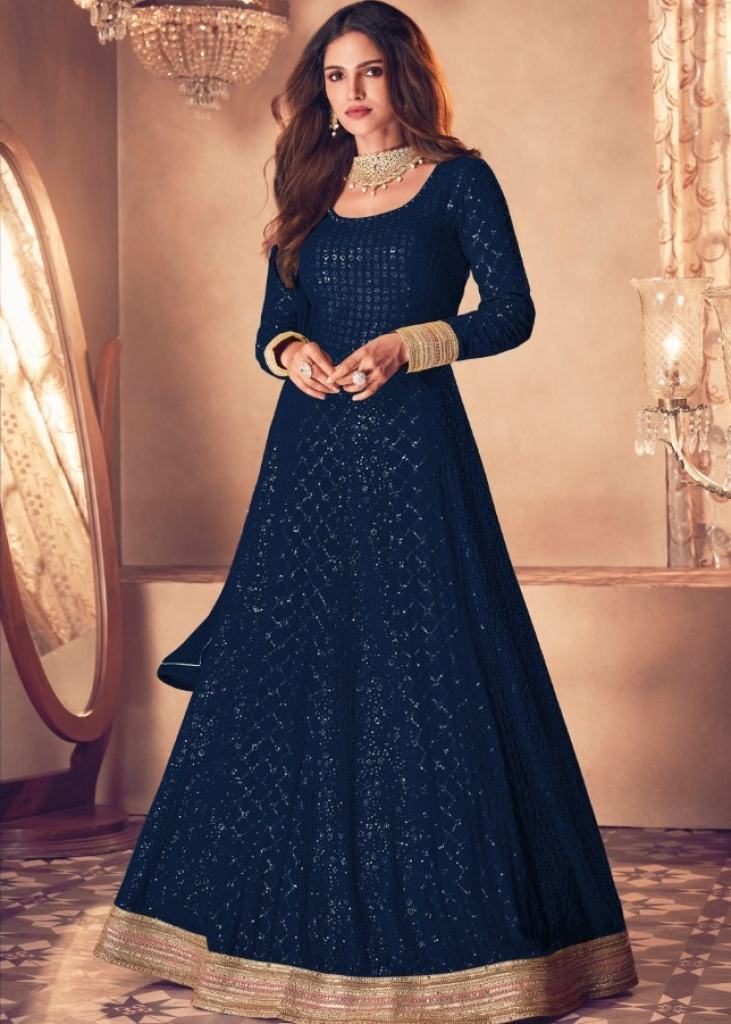 Buy Latest Navy Blue Color Indian Gown Online at Best Price