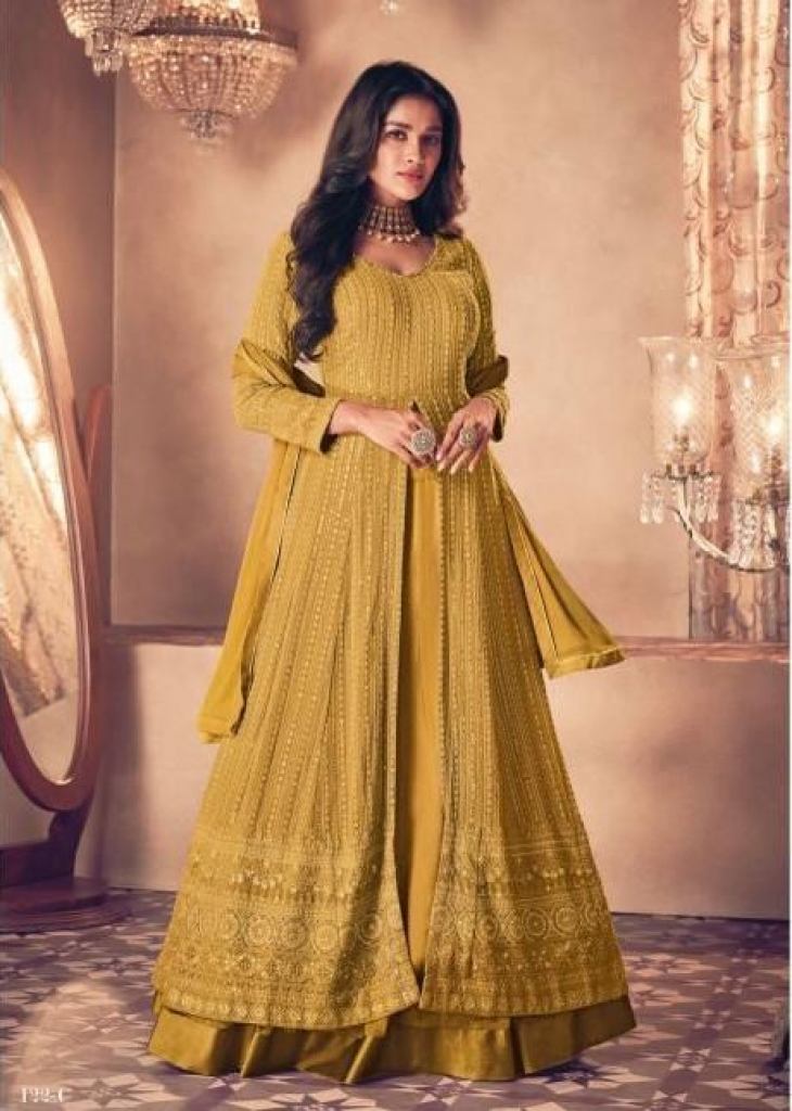 Buy Mustard Yellow Wrinckle Crepe Gown Online – Vasansi Jaipur