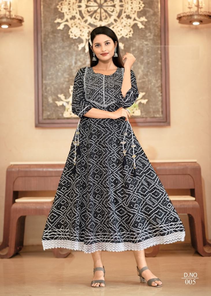 Women Bandhani Georgette Anarkali Kurta With Attached Dupatta – Azadindia