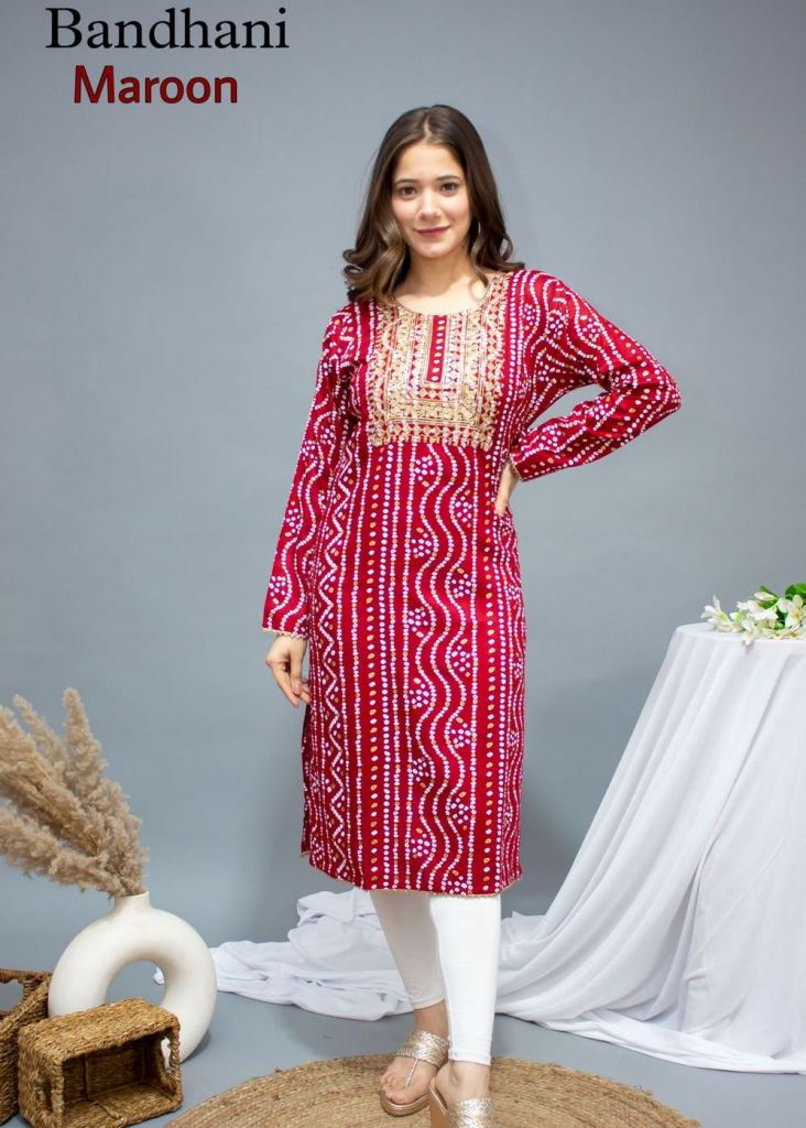 Trendy Style Kurti Palazzo Set Work With Bandhani Print And Gotta Detailing  on Yoke And Bottom at Rs 699/piece | New Items in Jaipur | ID: 2850600352891