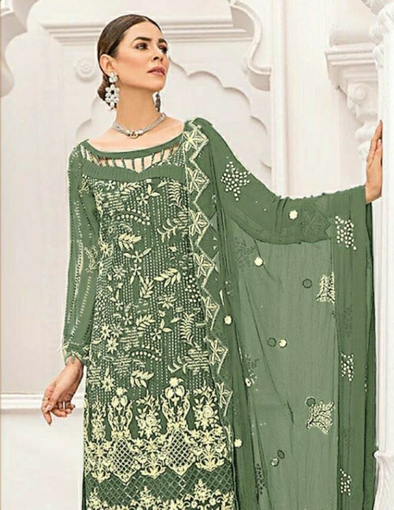 Multi Colour Mehndi Long Length Salwar Suit