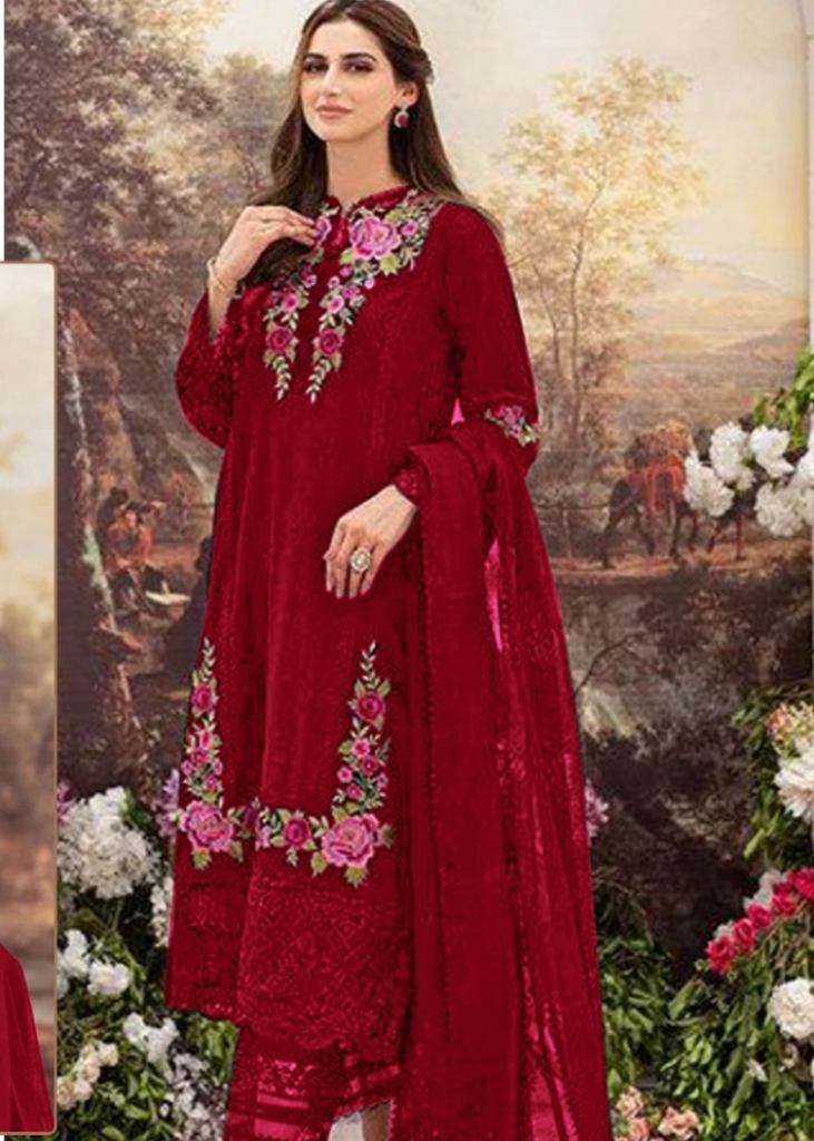 Georgette Full Stitched Red Color Designer Palazzo Suit With Platted  Dupatta, Straight at Rs 3799/piece in Surat