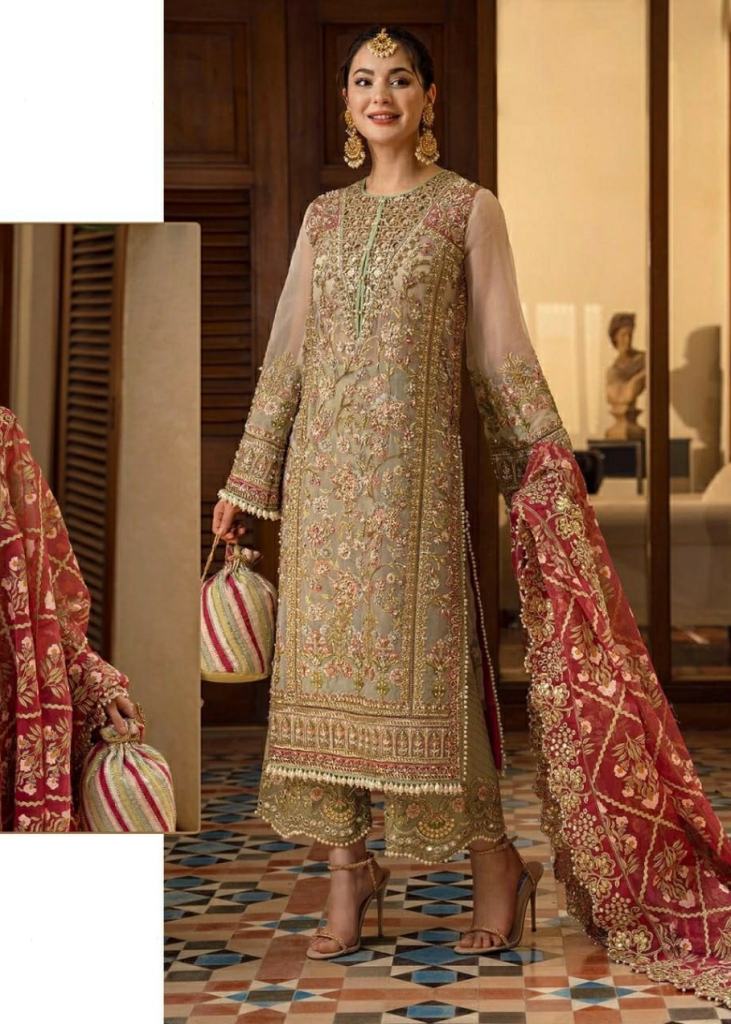 Designer Georgette With Heavy Embroidery Work With Boring