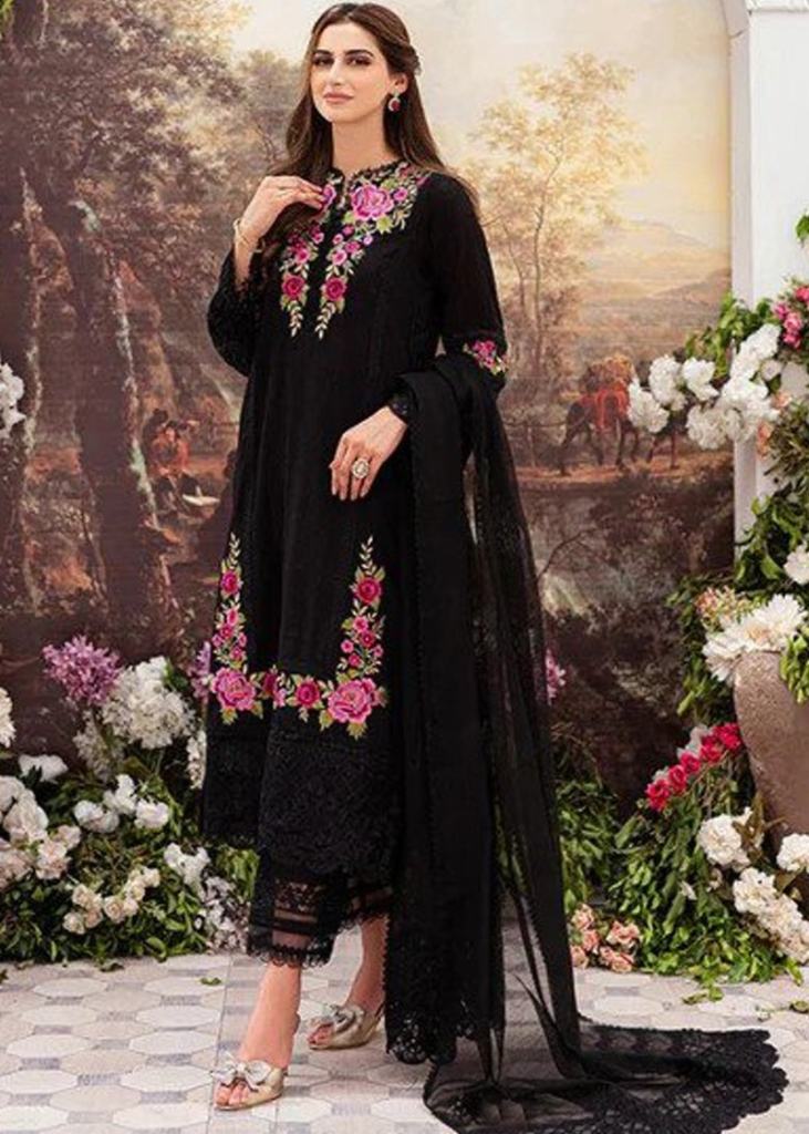 Designer Heavy Faux Georgette With Embroidery Sequence Work Pakistani Suit  Black Color DN 1013