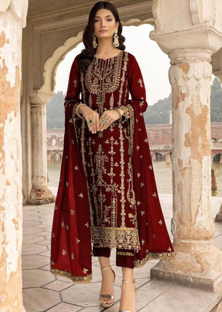 Extraordinary Red Color Georgette With Heavy Dupatta Anarkali Suit-bdsngoinhaviet.com.vn