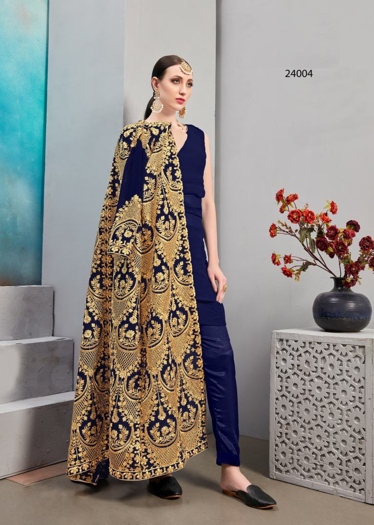 Buy Navy Blue Designer Party Wear Heavy Faux Georgette Straight Salwar Suit  | Straight Salwar Suits