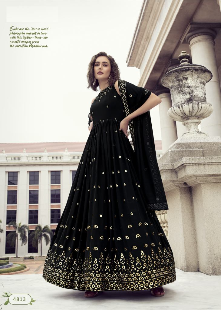 Buy Black Anarkali Dress In Raw Silk With Shaded Bandhani Dupatta KALKI  Fashion India