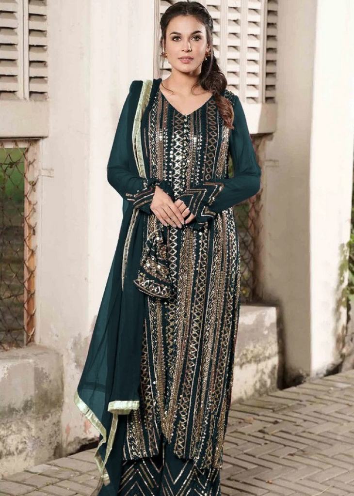 Exclusive Heavy Faux Georgette With Embroidery Double Sequence Work ...