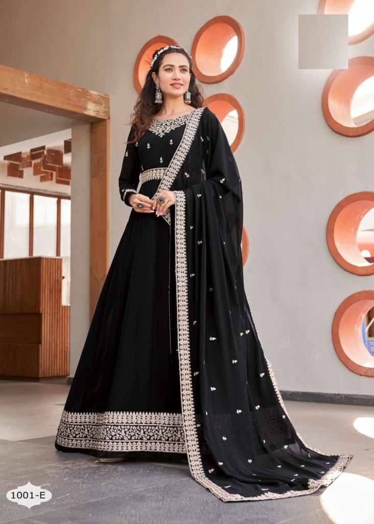 Black Satin Silk Anarkali Suit – Desi Diva Fashion