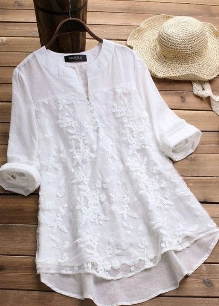 Fancy Designer Western Georgette Top White