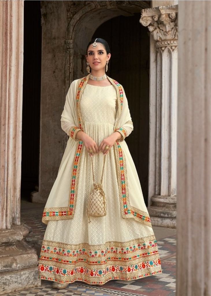 Buy Heavy Designer Yellow Faux Georgette Anarkali Suit Online