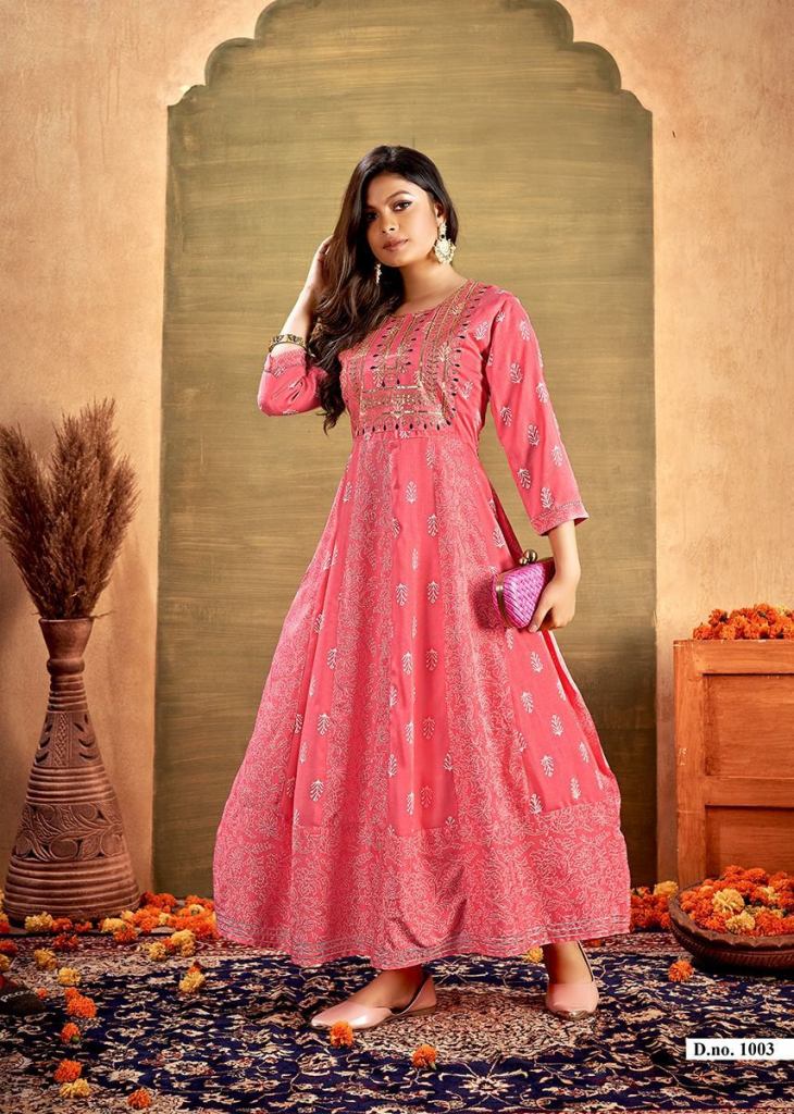 Jaipuri Printed Anarkali Kurtas