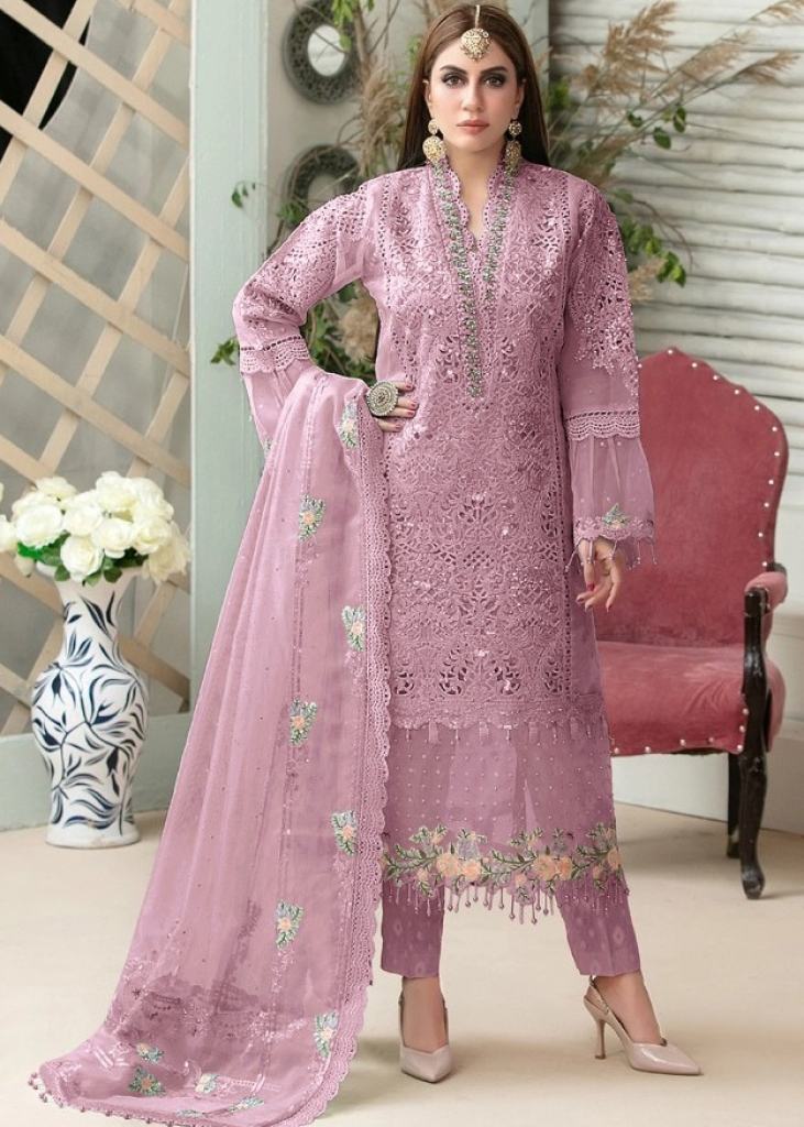 Heavy Butterfly Net With Heavy Embroidery Work Pakistani Suit Pink ...
