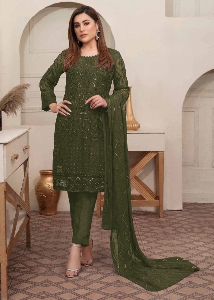 $193 - $258 - Green Mehndi Anarkali Pashmina Aari Work Salwar Kameez and Green  Mehndi Anarkali Pashmina Aari Work Salwar Suit Online Shopping