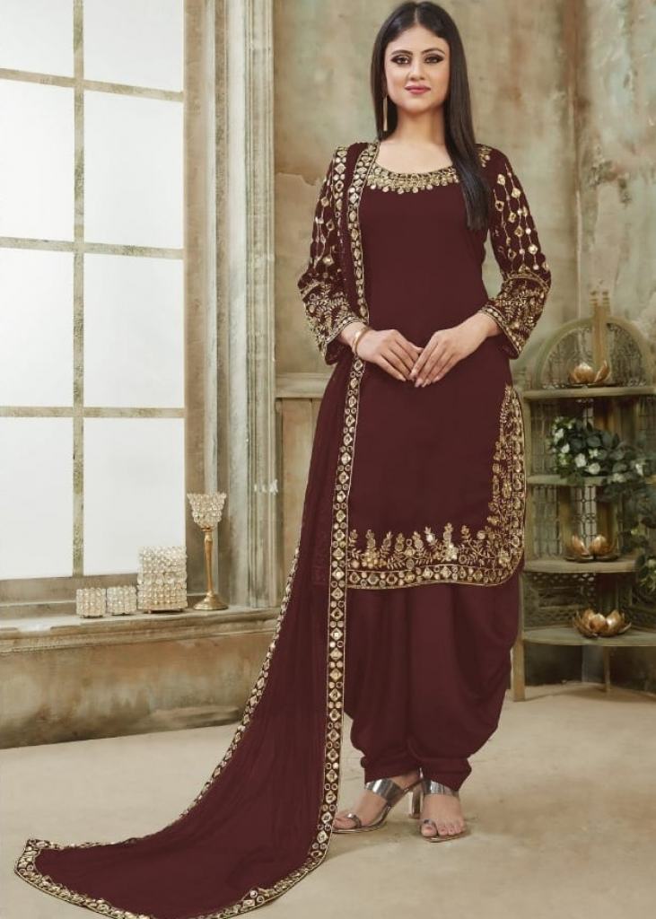 Brown Churidar Salwar Suit - Dial N Fashion