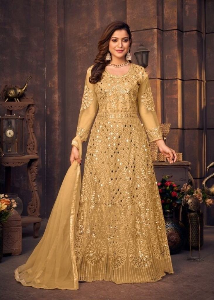 15331 STYLISH CHARMING GOLDEN EMBROIDERY DESIGNER PRINTED LONG YELLOW GOWN  - Reewaz International | Wholesaler & Exporter of indian ethnic wear  catalogs.