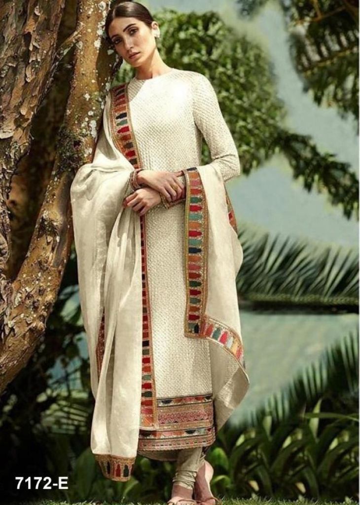 Vipul Fashion Arisha Heavy Faux Georgette With Embroidery Designer Suit  White Color DN 4982 E
