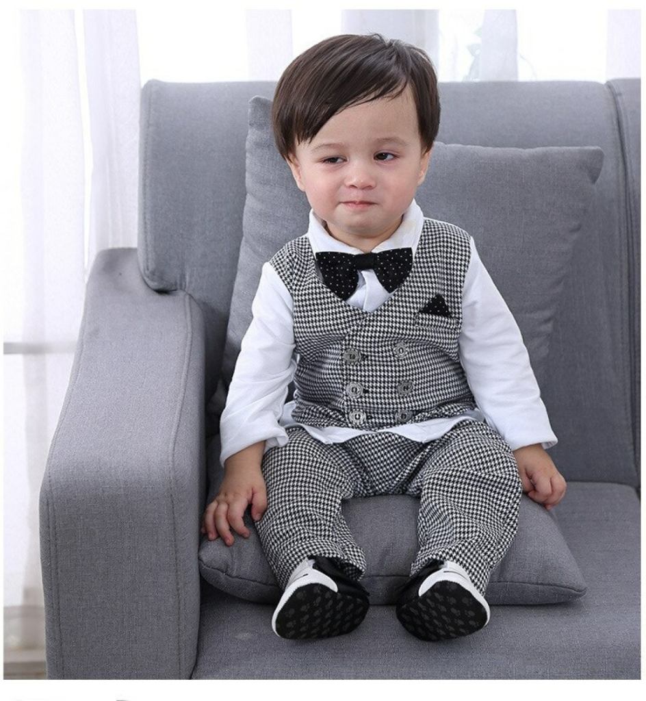 Kid's Clothing Set Baba Suit Boy Clothing Set Three Piece Boy Baba Suit  Kids Boy Top Bottom Set Boy Kids Wear Grey Color