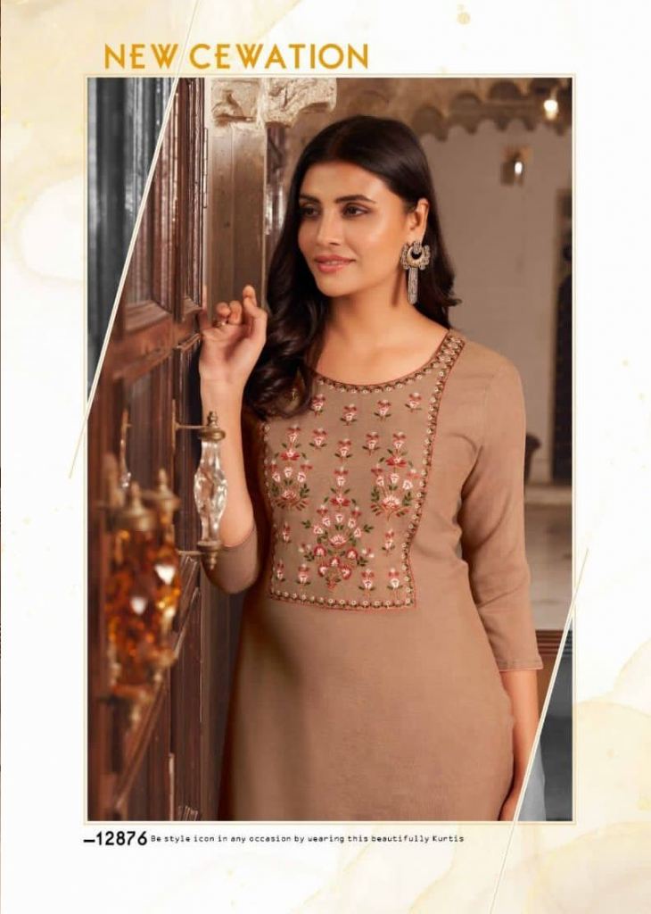 Gorgeous Designer Mix Cotton Kurti One Piece for Women Light Coffee (Size  42)