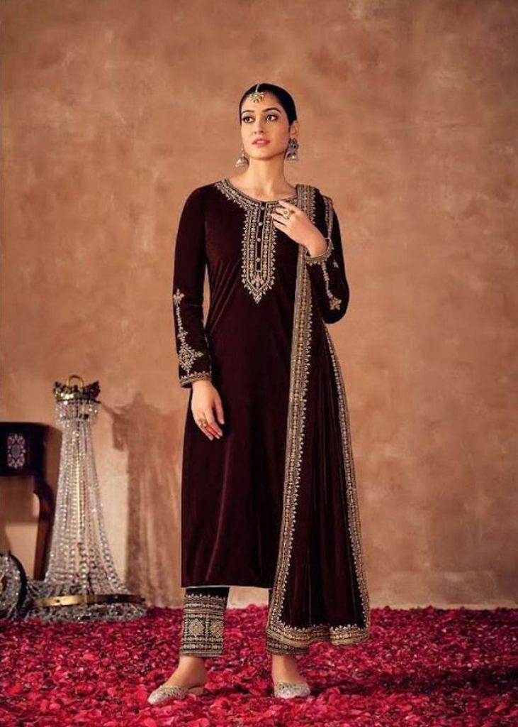 Buy Online Velvet Palazzo Salwar Kameez : 272177 -