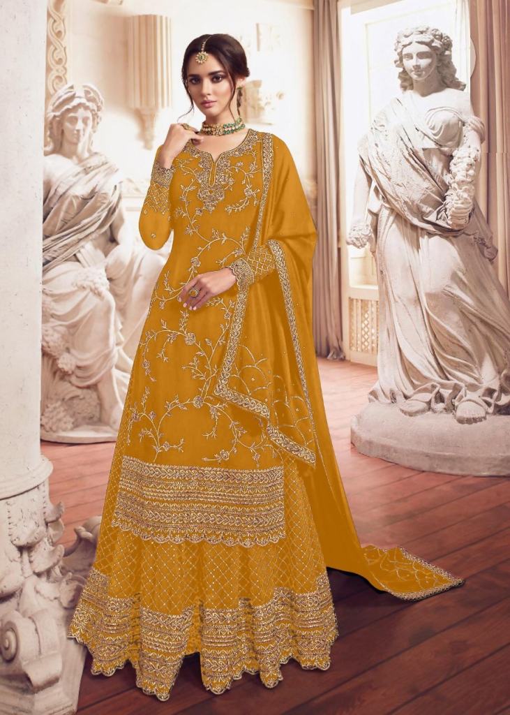 Georgette Yellow Color Designer Sharara Suit - Dial N Fashion