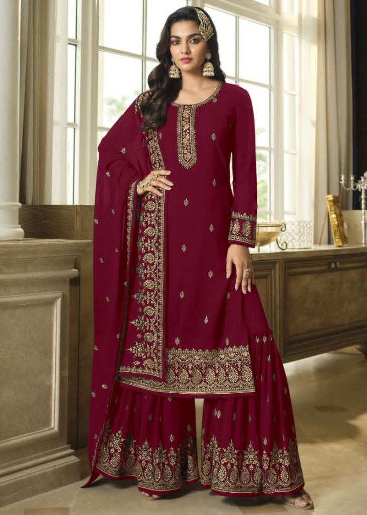 Maroon colour plazo suit outlet