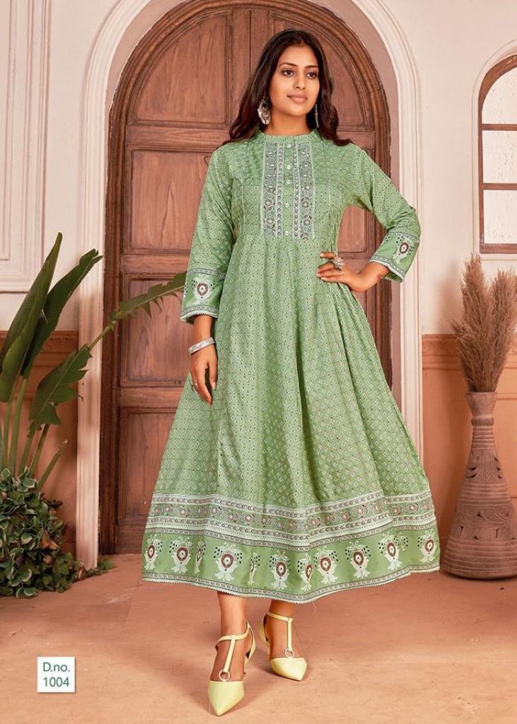 Rayon Ladies Printed Anarkali Kurti Pant Set, Size: Medium, 280 Gsm at Rs  99/set in Faridabad