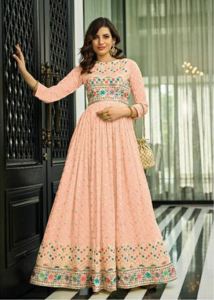 Wedding wear Light Pink Color Gown at Rs.1200/Piece in surat offer by Jenal  Enterprise