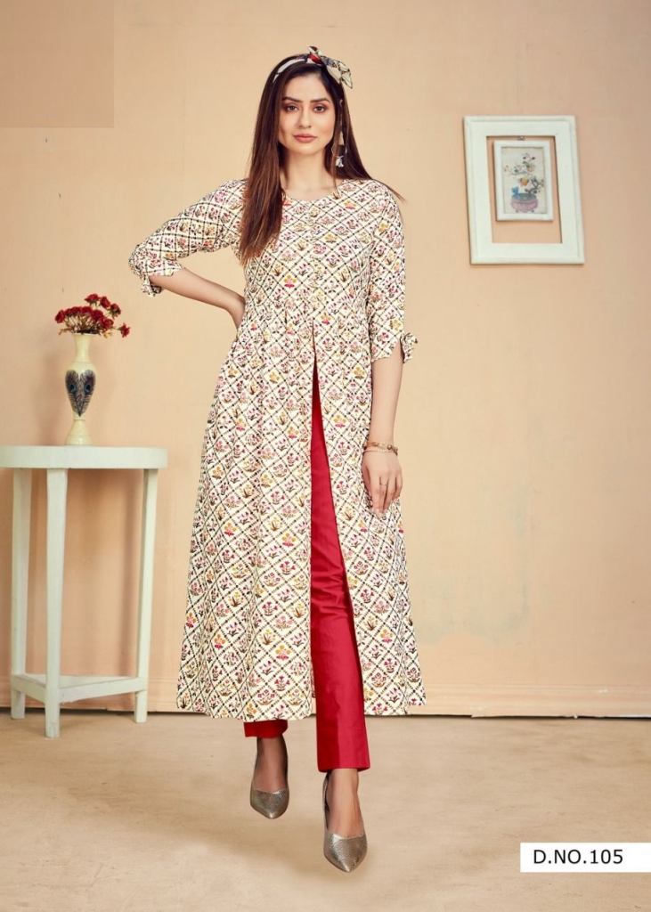 Pari Vol 3 14 Kg Rayon Print Fancy Long Kurtis Multi Color DN 105