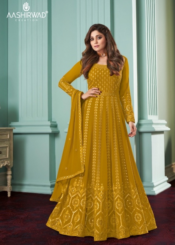 Buy Yellow Georgette Long Gown With Digital Print Online
