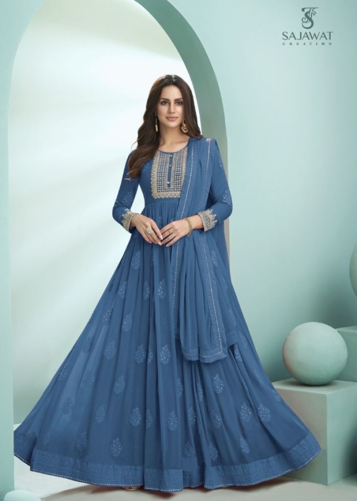 Sky blue color Indo Western gown | Best gowns, Gowns, Western gown