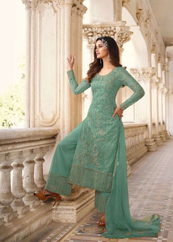 Bottle Green Color Heavy Butterfly Net Embroided Salwar Suit