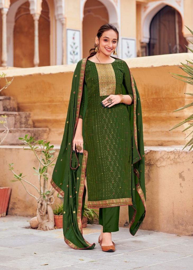 Buy Mehndi Anarkali - Embroidered Green Premium Silk Anarkali Suit –  Empress Clothing