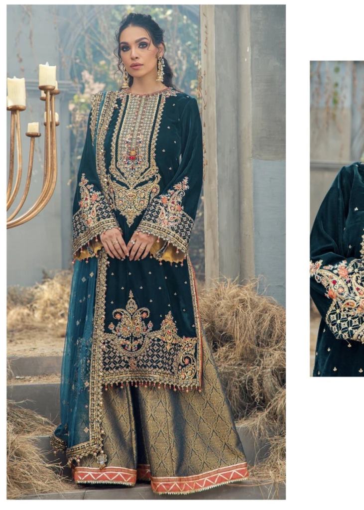 Navy Blue Party Wear Heavy Embroidered Sharara Suit – Apparel Designer