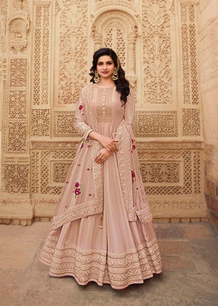 Buy Indian Gown - Peach Ombré Sequence Embroidered Festive Anarkali Suit