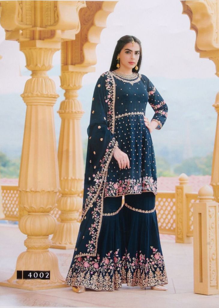 Embroidered Heavy Faux Georgette Sharara Dress, purpal at Rs 1400/piece in  Surat
