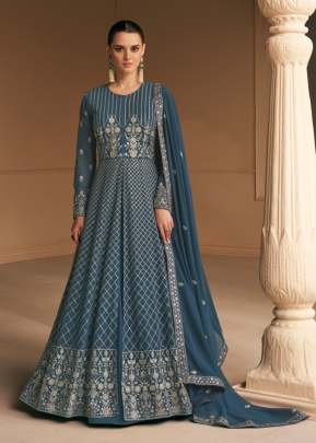 Aashirwad  Creation Almora Heavy Faux Georgette With Sequence Work Anarkali Salwar Kameez Blue Color DN 9656