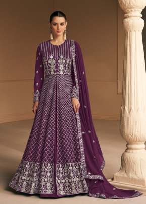 Aashirwad  Creation Almora Heavy Faux Georgette With Sequence Work Anarkali Salwar Kameez Wine Color DN 9656