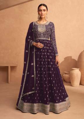 Aashirwad Creation Gulkand Leela Heavy Faux Georgette Anarkali Salwar Kameez Wine Color DN 9486