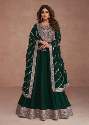 Aashirwad Creation Gulkand Navya Premium Silk With Sequence Embroidery Work Anarkali Salwar Kameez Green Color DN 9517