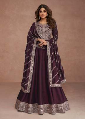 Aashirwad Creation Gulkand Navya Premium Silk With Sequence Embroidery Work Anarkali Salwar Kameez Wine Color DN 9517