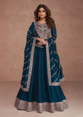 Aashirwad Creation Gulkand Navya Premium Silk With Sequence Embroidery Work Anarkali Salwar Kameez Rama Color DN 9517