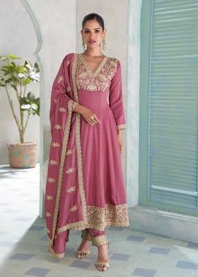 Aashirwad Creation Mor Bagh By Vihanika Anarkali Gown Heavy Premium Silk With Heavy Embroidery Sequence Codding Work Pink Color DN 10446