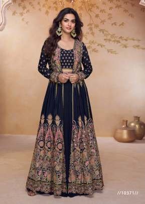 Aashirwad Creation Mor Bagh Prachi Salwar Suit Anarkali Gown Style Premium chinon With Heavy Embroidery Work Black Color DN 10371