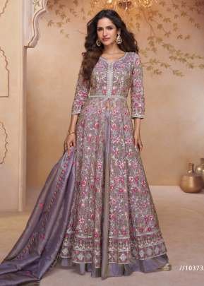 Aashirwad Creation Mor Bagh Prachi Salwar Suit Anarkali Gown Style Premium Chinon With Heavy Embroidery Work  lavender  Color DN 10373